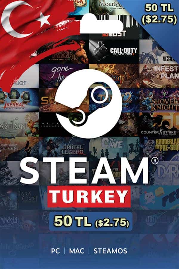 گیفت کارت استیم والت 50 لیر ترکیه –  Steam Wallet 50TL